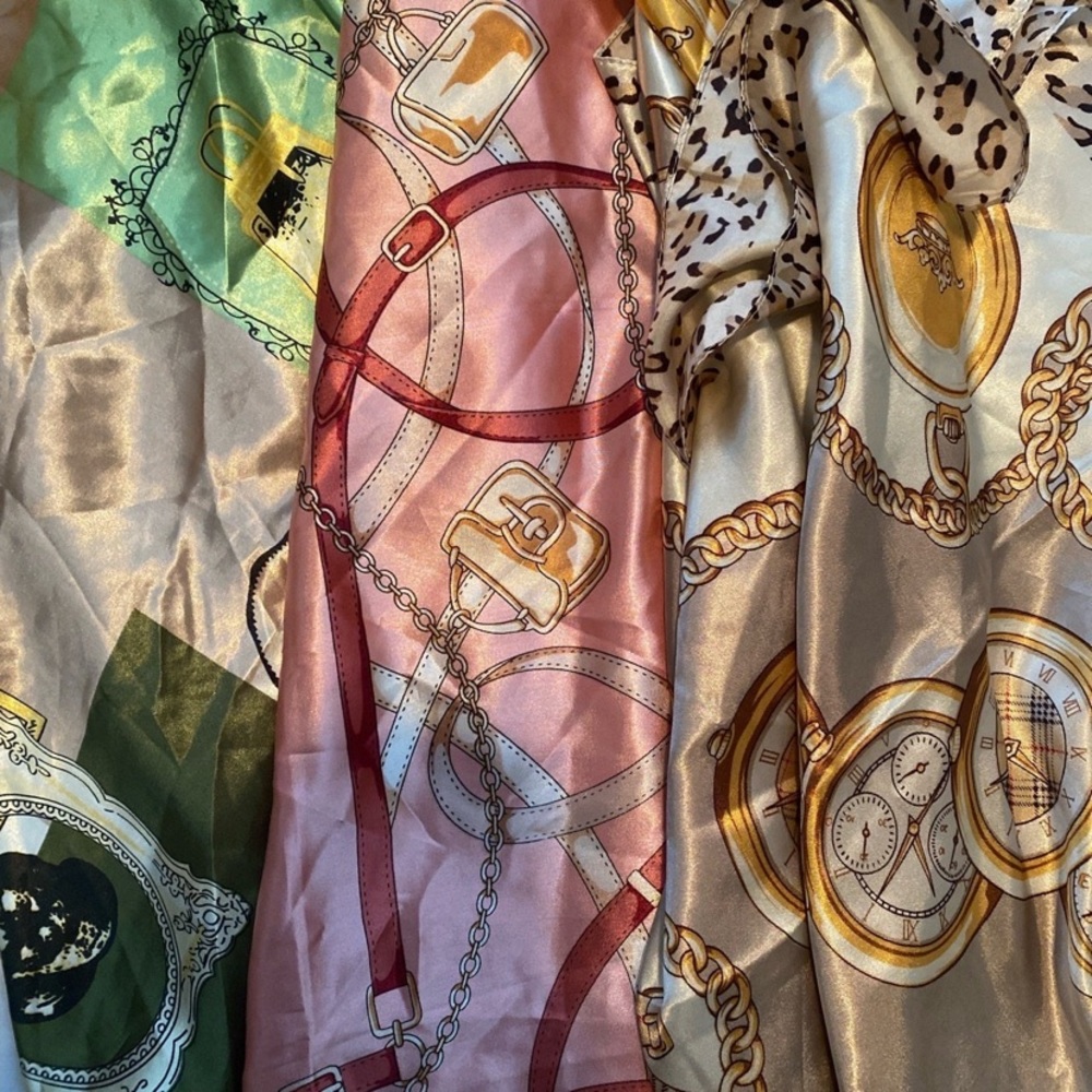 BUNDLE of 3 silk satin scarves
